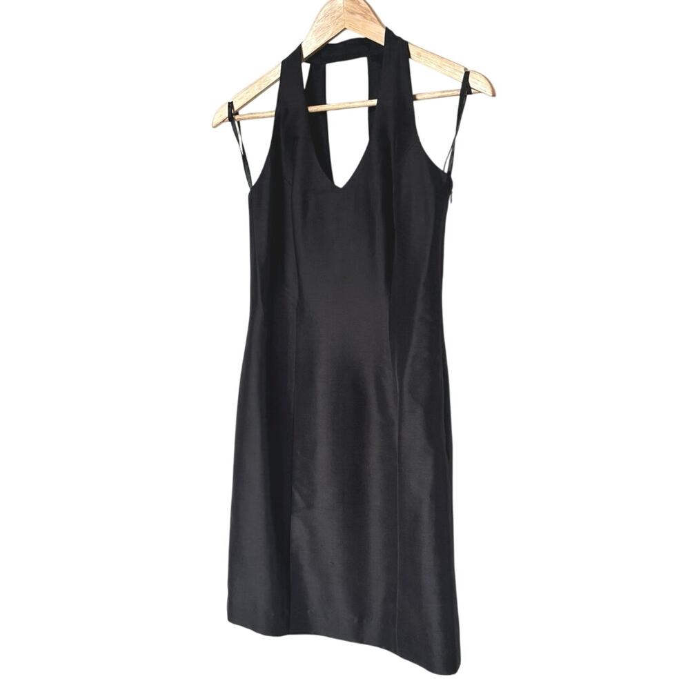 Moda International Womens 2 100% Silk Halter Mini Dress Black Cocktail Party Y2K - Picture 11 of 14